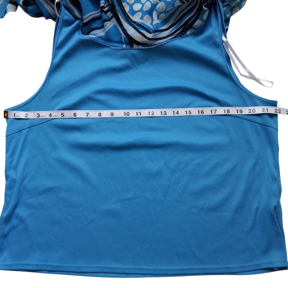 Womens Kimono Top Blue Size 16 Tie Waist Artsy Resortwear Boho Retro - Picture 9 of 15